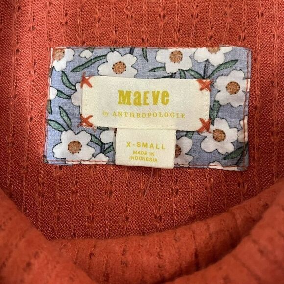 Anthropologie Maeve Addie Ruffled Hacci Orange cowl neck Sweater size XS - Picture 4 of 6